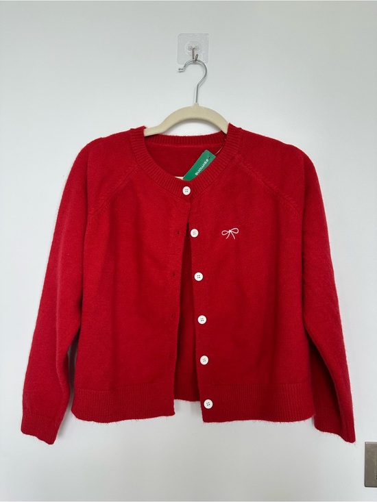 Simons Sweaters - NWT Red Button Cardigan Sweater with Bow Detail